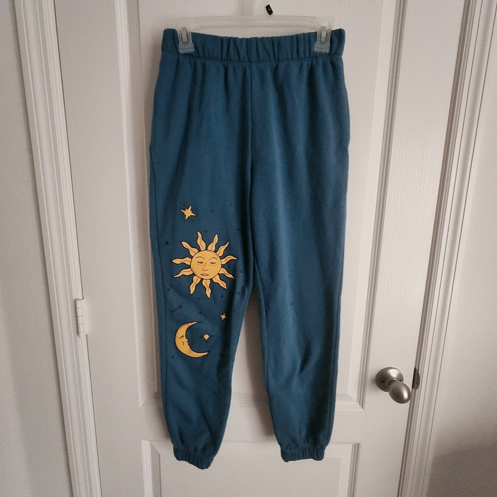 Blue Sweatpants with Sun and Moon Design